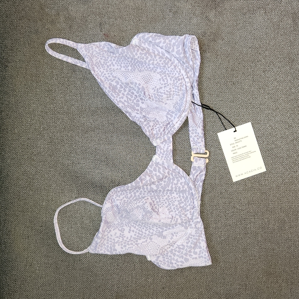New Acacia Swimwear Manhattan Bikini Top Lilac Snake Bralette Bra underwire XL - Picture 7 of 10